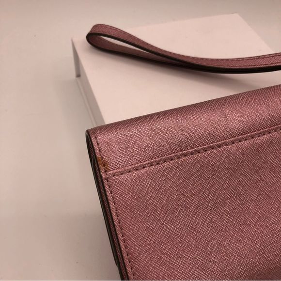 Henri Bendel West 57th Wristlet Wallet Metallic Pink Leather Wrist Strap - Picture 8 of 14